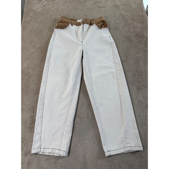 Reiss Denim - Reiss Denim Pants Maddie Women Size 27R White Colorblock Straight Leg EUC